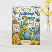 Carte d'anniversaire Dino-Mite 2 ans (Fleur jaune)