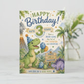 Carte d'anniversaire Dino-Mite 3 ans (Debout devant)