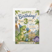 Carte d'anniversaire Dino-Mite 3 ans (Devant/Arrière en situation)