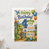 Carte d'anniversaire Dino-Mite 4 ans (Devant/Arrière en situation)