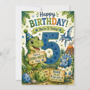 Carte d'anniversaire Dino-Mite 5 ans
