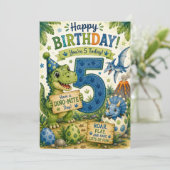 Carte d'anniversaire Dino-Mite 5 ans (Debout devant)