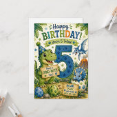 Carte d'anniversaire Dino-Mite 5 ans (Devant/Arrière en situation)