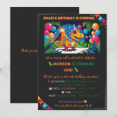 Carte d'anniversaire Dino Roarsome – Modifiable (Devant / Derrière)