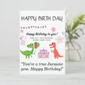 Carte d'anniversaire Dinosaur (Debout devant)