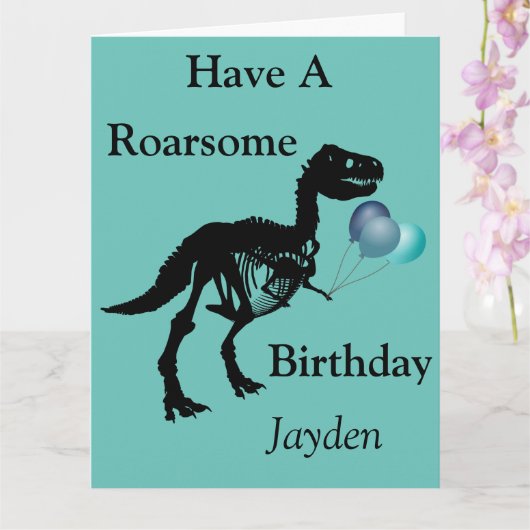 Carte d'anniversaire Dinosaur squelette personnali (Orchidée)