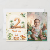 Carte d'anniversaire Dinosaur Two-Rex Merci Photo (Devant)