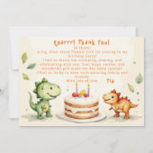 Carte d'anniversaire Dinosaur Two-Rex Merci Photo (Dos)