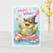 Carte d'anniversaire Dinosaure – ‘C'est l'heure de (Fleur jaune)