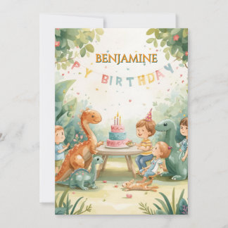 carte d'anniversaire dinosaure personnalisée pour 