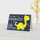 Carte d'anniversaire dinosaure pour enfants (Fleur jaune)