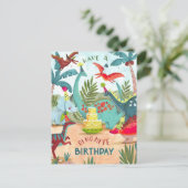 Carte d'anniversaire dinosaure pour enfants dino-m (Debout devant)
