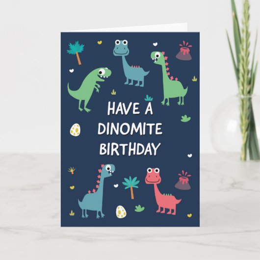 Carte d'anniversaire dinosaure pour garçons (Devant)