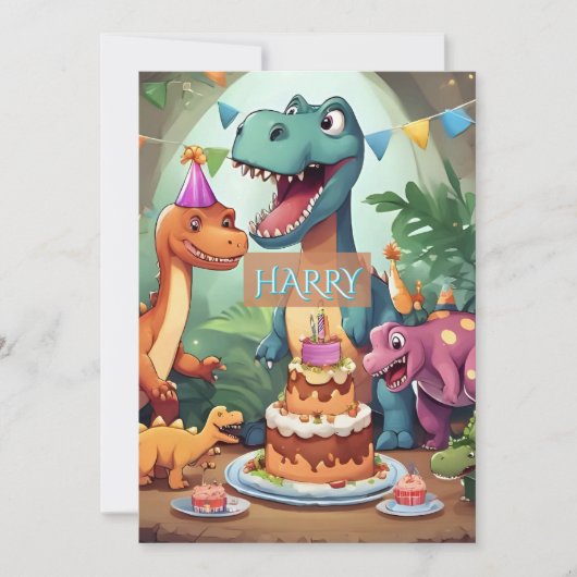Carte d'anniversaire dinosaure pour les enfants (Devant)