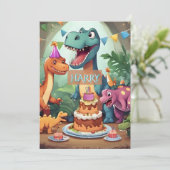 Carte d'anniversaire dinosaure pour les enfants (Debout devant)