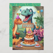 Carte d'anniversaire dinosaure pour les enfants (Devant / Derrière)