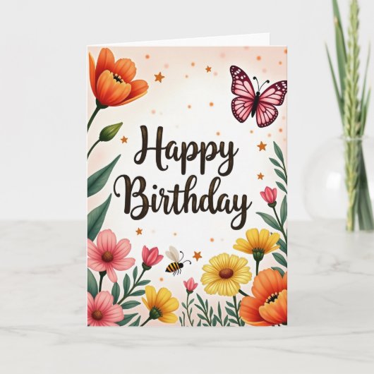 Carte d'anniversaire d'insecte ailé (Devant)