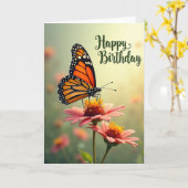 Carte d'anniversaire d'insecte orange (Fleur jaune)