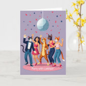 Carte d'anniversaire Disco Party (Fleur jaune)