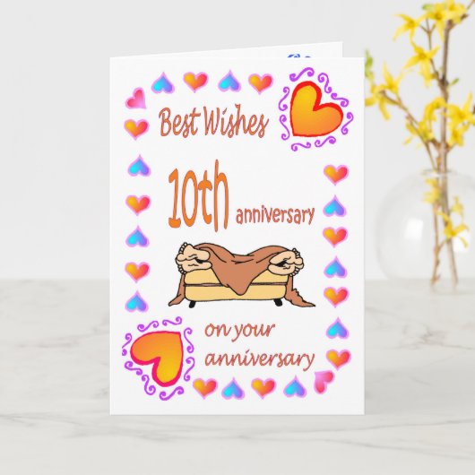 Carte d'anniversaire Dixième (Fleur jaune)