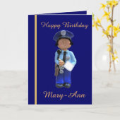 Carte d'anniversaire d'officier de police féminine (Fleur jaune)