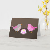 Carte d'anniversaire d'oiseau (Fleur jaune)