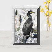 Carte d'anniversaire d'oiseau de tapis à longs (Fleur jaune)