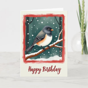 Carte d'anniversaire d'oiseau d'hiver
