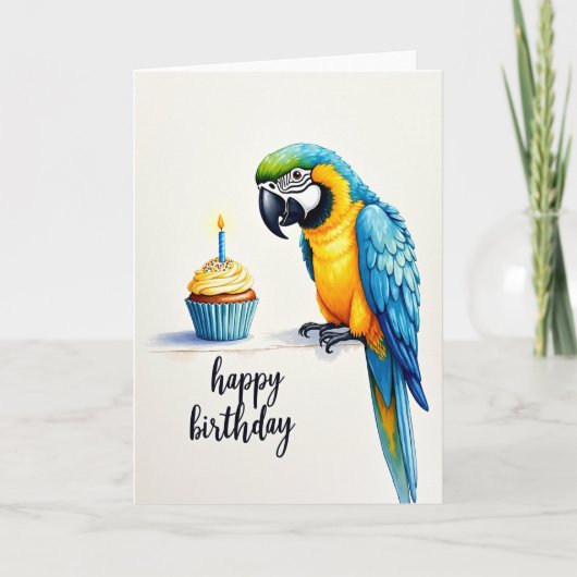 Carte d'anniversaire d'oiseau perché (Devant)
