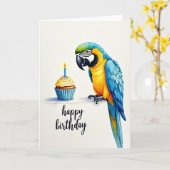 Carte d'anniversaire d'oiseau perché (Fleur jaune)