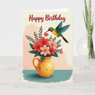 Carte d'anniversaire d'oiseau radieux