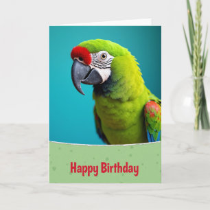Carte d'anniversaire d'oiseau vert exotique