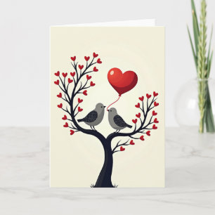 Carte d'anniversaire d'oiseaux amoureux