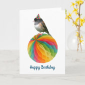 Carte d'anniversaire d'oiseaux de fête (Fleur jaune)