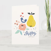 Carte d'anniversaire d'oiseaux et d'ours (Devant)