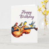Carte d'anniversaire d'oiseaux volants (Fleur jaune)