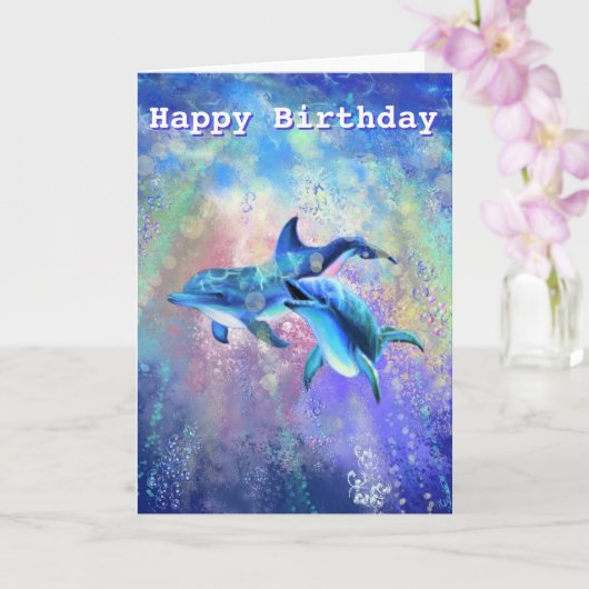 Carte d'anniversaire Dolphin Couple - Personnalisa (Orchidée)