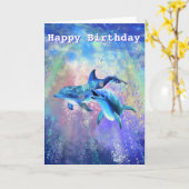 Carte d'anniversaire Dolphin Couple - Personnalisa (Fleur jaune)