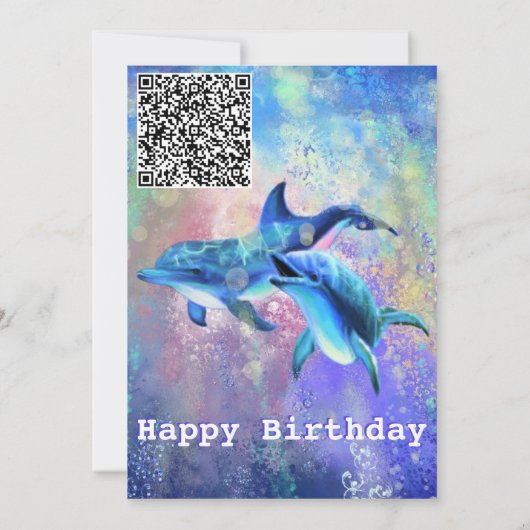Carte d'anniversaire Dolphin Couple votre QR Code  (Dos)