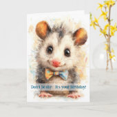 Carte d'anniversaire d'opossum (Fleur jaune)