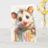 Carte d'anniversaire d'opossum (Fleur jaune)