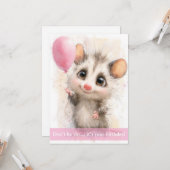 Carte d'anniversaire d'opossum (Devant/Arrière en situation)