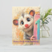Carte d'anniversaire d'opossum (Debout devant)
