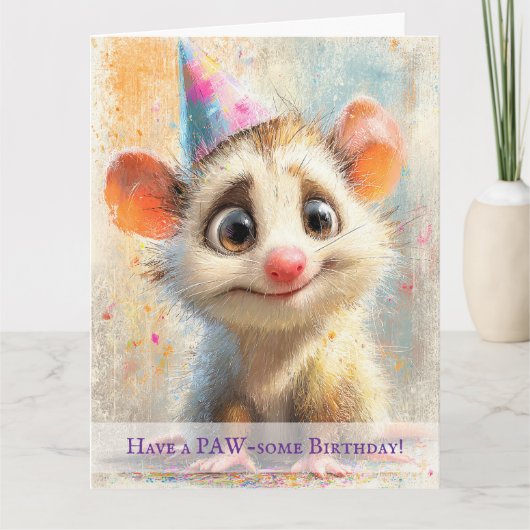 Carte d'anniversaire d'opossum (Devant)
