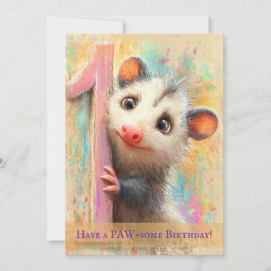 Carte d'anniversaire d'opossum (Devant)