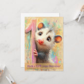 Carte d'anniversaire d'opossum (Devant/Arrière en situation)