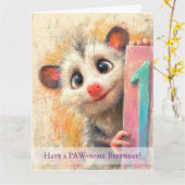 Carte d'anniversaire d'opossum (Fleur jaune)