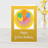 Carte d'anniversaire d'or avec ballons (Fleur jaune)