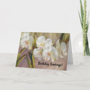 Carte d'anniversaire d'orchidées blanches