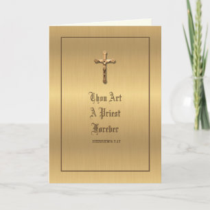 Carte d'anniversaire d'ordination de prêtre élégan